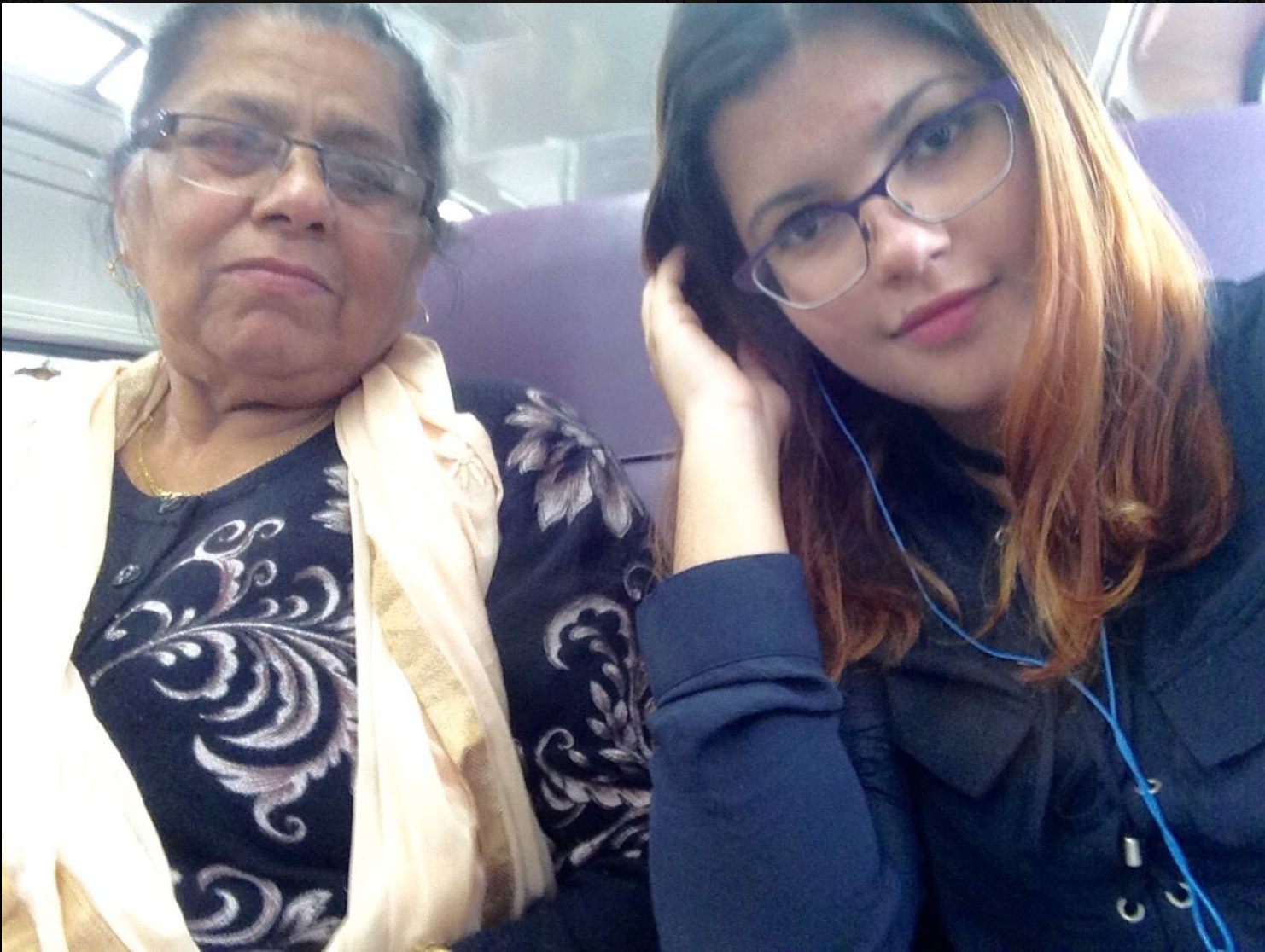 Aama and Nanu on the train en route Broadmeadow - Sydney.