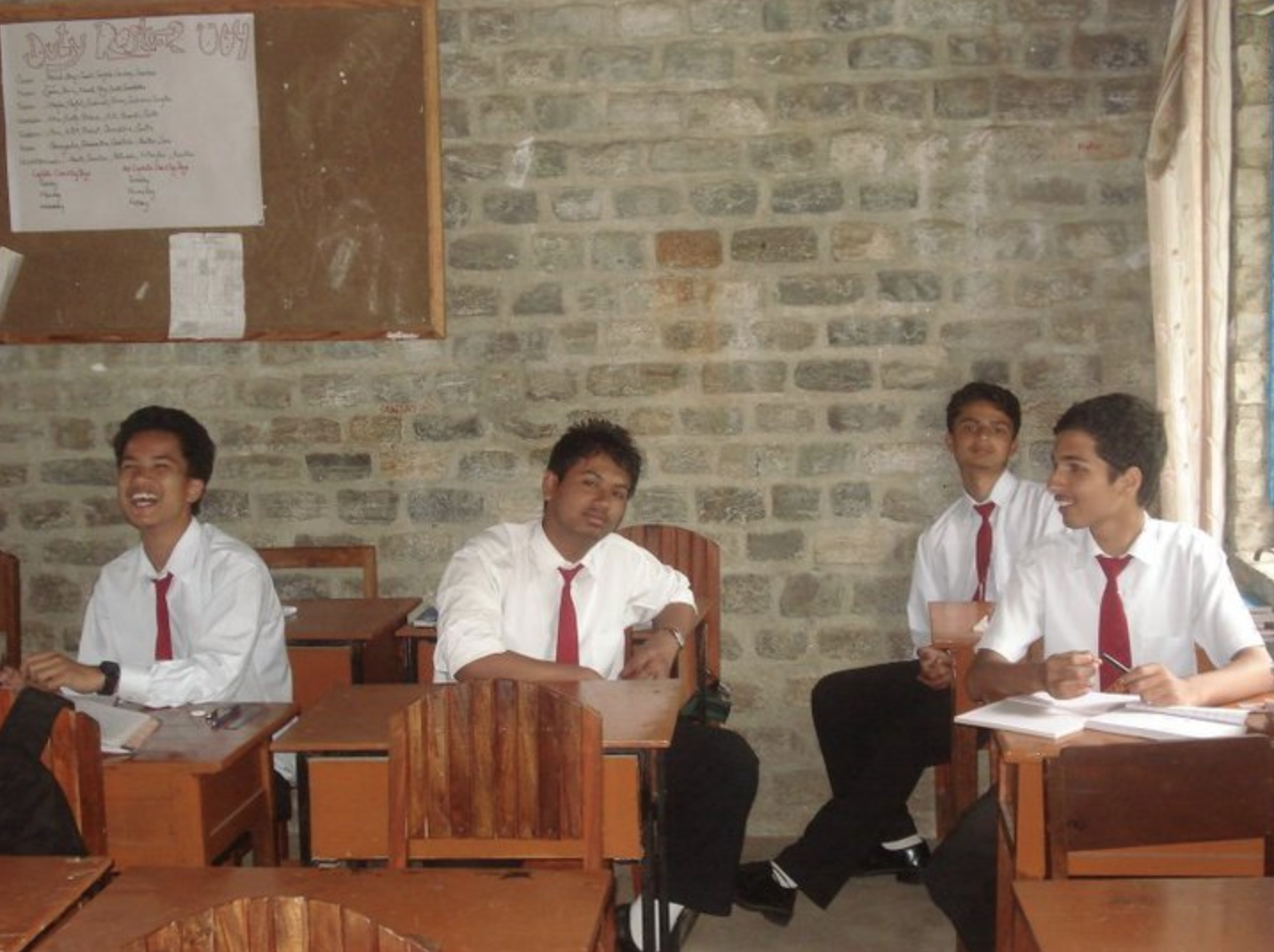 Babu with his class mates in the Gandaki Boarding School (GBS), Lamachaur, Pokhara.