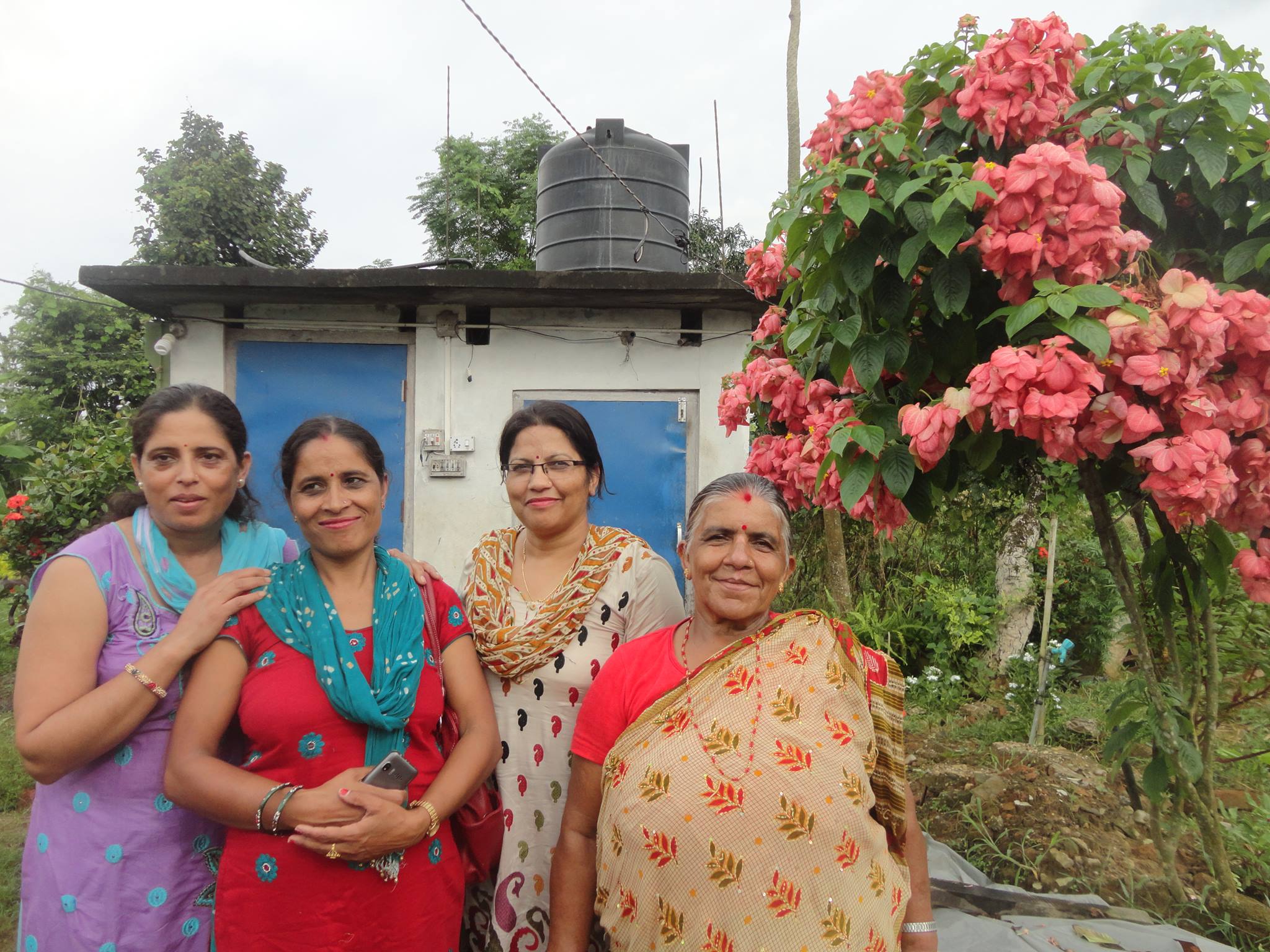 Maiju, Sita and Binita Bhauju and Paru in at Mamaghar Chitwan.