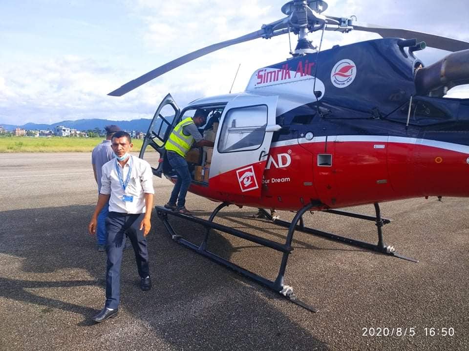 Myagdi is one of the highly flood and landslides affected districts. Roads and communication systems are interrupted. There have been a total of 37 deaths due to floods and landslides. Helicopter is only way to supply food and essential medical supplies.