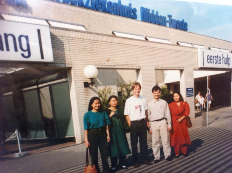 Dr Tom Box with the Nepalese team participating in the International Training of Trainers on District Health Care Management at the The Royal Tropical Institute (KIT) held in Amsterdam, The Netherlands, 1997.