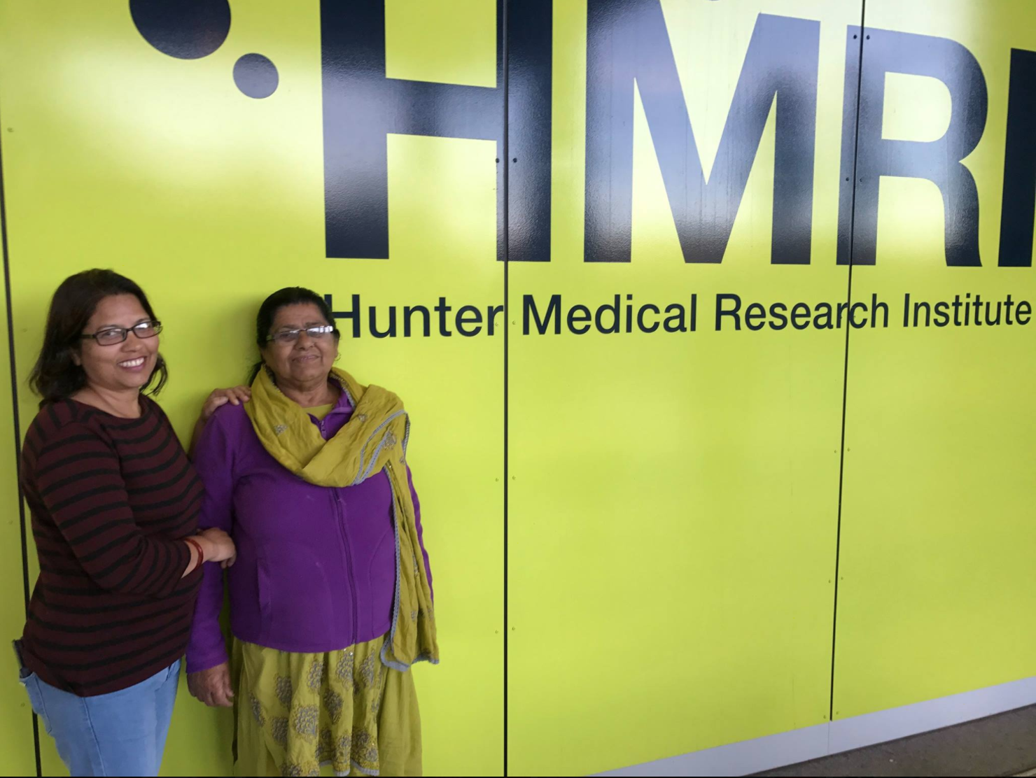 Paru and Aama at the Hunter Medical Research Institute HMRI, Newcastle, NSW.