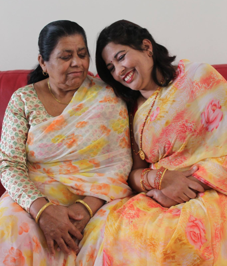 Paru with Aama in Newcastle.